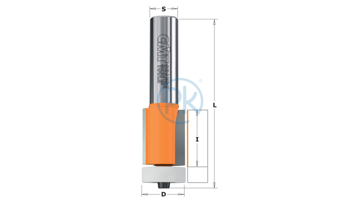 CMT Ořezávací fréza s ložiskem na Corian HW Z2 CMT Ořezávací fréza s ložiskem na Corian HW Z2 C980.57 D19,05x25,4 L78 S12